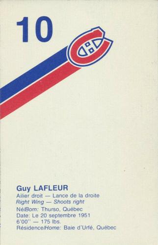 1983-84 Montreal Canadiens #NNO Guy Lafleur Back
