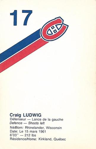 1983-84 Montreal Canadiens #NNO Craig Ludwig Back