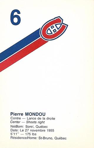 1983-84 Montreal Canadiens #NNO Pierre Mondou Back
