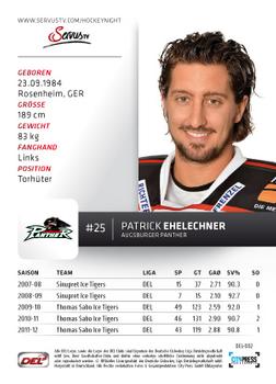 2012-13 Playercards (DEL) #DEL-002 Patrick Ehelechner Back