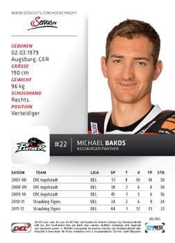 2012-13 Playercards (DEL) #DEL-003 Michael Bakos Back