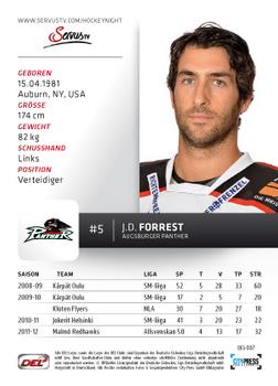 2012-13 Playercards (DEL) #DEL-007 J.D. Forrest Back