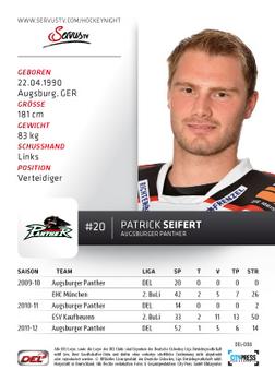 2012-13 Playercards (DEL) #DEL-008 Patrick Seifert Back