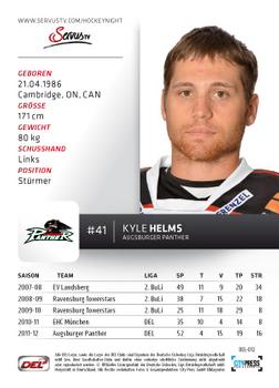 2012-13 Playercards (DEL) #DEL-012 Kyle Helms Back