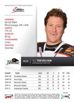 2012-13 Playercards (DEL) #DEL-018 T.J. Trevelyan Back