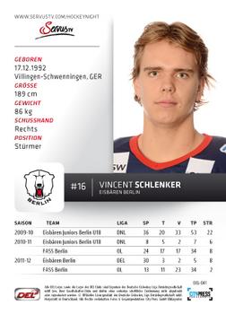 2012-13 Playercards (DEL) #DEL-041 Vincent Schlenker Back