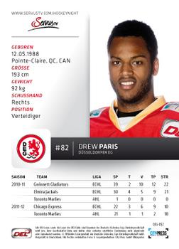 2012-13 Playercards (DEL) #DEL-052 Drew Paris Back