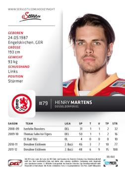 2012-13 Playercards (DEL) #DEL-060 Henry Martens Back