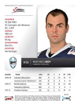 2012-13 Playercards (DEL) #DEL-071 Mathieu Roy Back
