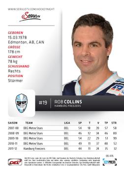 2012-13 Playercards (DEL) #DEL-076 Rob Collins Back