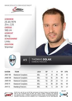 2012-13 Playercards (DEL) #DEL-077 Thomas Dolak Back