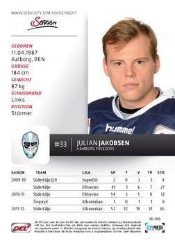 2012-13 Playercards (DEL) #DEL-080 Julian Jakobsen Back