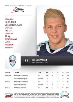 2012-13 Playercards (DEL) #DEL-087 David Wolf Back