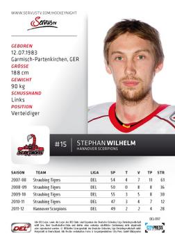2012-13 Playercards (DEL) #DEL-097 Stephan Wilhelm Back