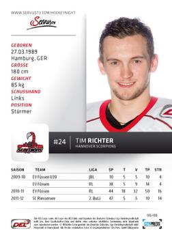 2012-13 Playercards (DEL) #DEL-108 Tim Richter Back