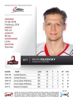 2012-13 Playercards (DEL) #DEL-110 David Sulkovsky Back