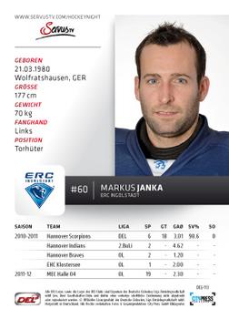 2012-13 Playercards (DEL) #DEL-113 Markus Janka Back
