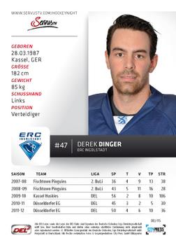 2012-13 Playercards (DEL) #DEL-115 Derek Dinger Back