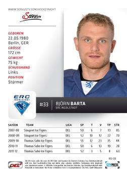 2012-13 Playercards (DEL) #DEL-120 Bjorn Barta Back