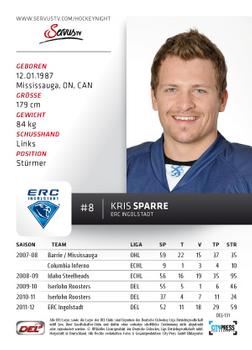 2012-13 Playercards (DEL) #DEL-131 Kris Sparre Back