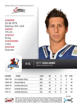 2012-13 Playercards (DEL) #DEL-144 Jeff Giuliano Back