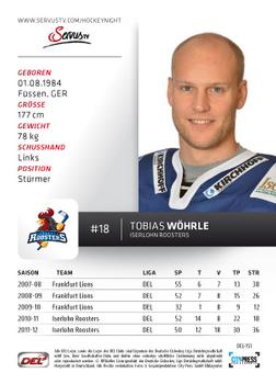 2012-13 Playercards (DEL) #DEL-151 Tobias Worle Back