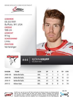2012-13 Playercards (DEL) #DEL-159 Bjorn Krupp Back