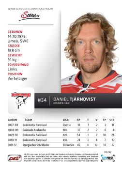 2012-13 Playercards (DEL) #DEL-162 Daniel Tjarnqvist Back