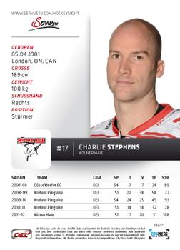 2012-13 Playercards (DEL) #DEL-171 Charlie Stephens Back