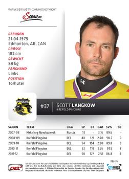2012-13 Playercards (DEL) #DEL-176 Scott Langkow Back