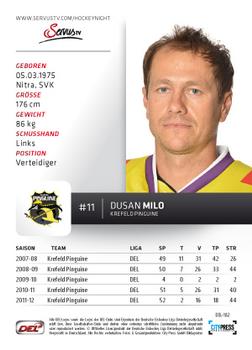 2012-13 Playercards (DEL) #DEL-182 Dusan Milo Back