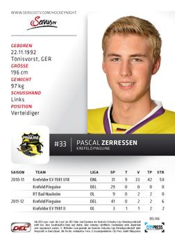 2012-13 Playercards (DEL) #DEL-186 Pascal Zerressen Back