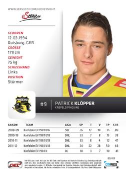 2012-13 Playercards (DEL) #DEL-189 Patrick Klopper Back