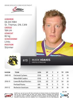 2012-13 Playercards (DEL) #DEL-199 Mark Voakes Back