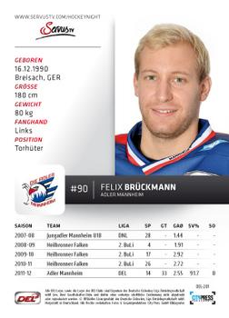 2012-13 Playercards (DEL) #DEL-201 Felix Brückmann Back