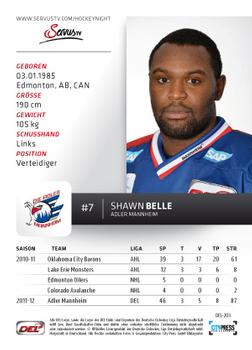 2012-13 Playercards (DEL) #DEL-203 Shawn Belle Back