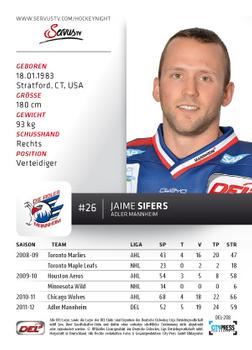 2012-13 Playercards (DEL) #DEL-208 Jaime Sifers Back