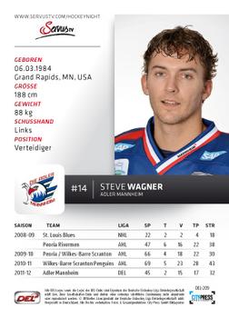 2012-13 Playercards (DEL) #DEL-209 Steve Wagner Back