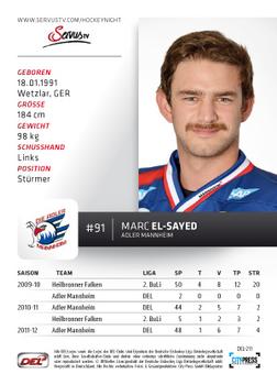 2012-13 Playercards (DEL) #DEL-211 Marc El-Sayed Back