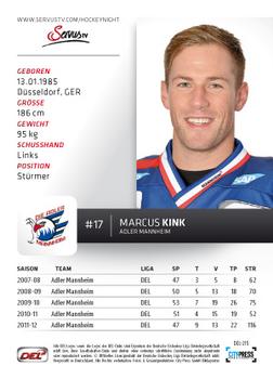 2012-13 Playercards (DEL) #DEL-215 Marcus Kink Back