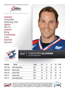 2012-13 Playercards (DEL) #DEL-222 Christoph Ullmann Back