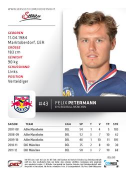 2012-13 Playercards (DEL) #DEL-230 Felix Petermann Back