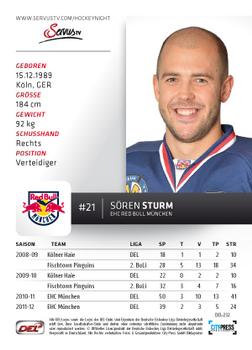 2012-13 Playercards (DEL) #DEL-232 Sören Sturm Back