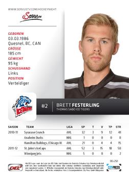 2012-13 Playercards (DEL) #DEL-250 Brett Festerling Back