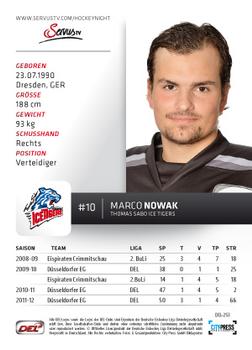 2012-13 Playercards (DEL) #DEL-253 Marco Nowak Back