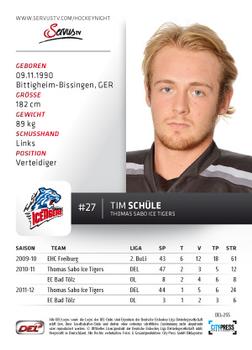 2012-13 Playercards (DEL) #DEL-255 Tim Schule Back