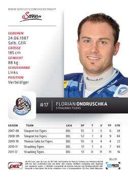 2012-13 Playercards (DEL) #DEL-279 Florian Ondruschka Back