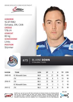 2012-13 Playercards (DEL) #DEL-282 Blaine Down Back