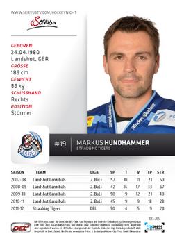 2012-13 Playercards (DEL) #DEL-285 Markus Hundhammer Back