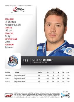 2012-13 Playercards (DEL) #DEL-288 Stefan Ortolf Back
